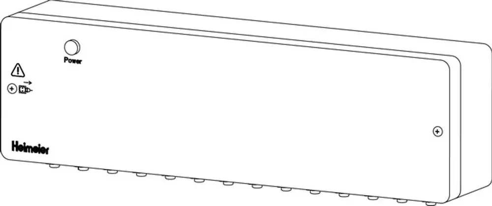 Klemmbereich zur Verdrahtung von Raumthermostaten und Stellantrieben der Marke IMI Hydronic Engineering, mit Stromanzeige und Sicherheitsindikator auf der Vorderseite.